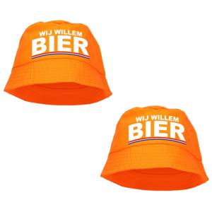 4x stuks wij Willem BIER bucket hat / zonnehoedje oranje voor Koningsdag/ EK/ WK