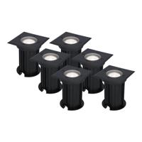 Set van 6 Ramsay LED Grondspots Vierkant - Dimbaar - GU10 - 6500K daglicht wit - 4 Watt 345 Lumen - Tuinspot - Zwart - IP67 waterdicht - Overrijdbaar voor de Oprit, Tuin en Terras