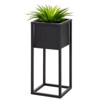 Plantenpot - zwart - op metalen standaard - 50 cm hoogte