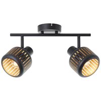 Brilliant 2-lichts plafondlamp Tyas zwart met goud 99942/86