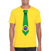 Shirt met Brazilie stropdas geel heren 2XL  -