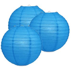 Luxe bol feest lampion - 3x - blauw - dia 25 cm - papier