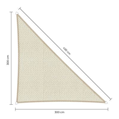 Sunfighter schaduwdoek langhoek ivoor 3x3x4.2m.
