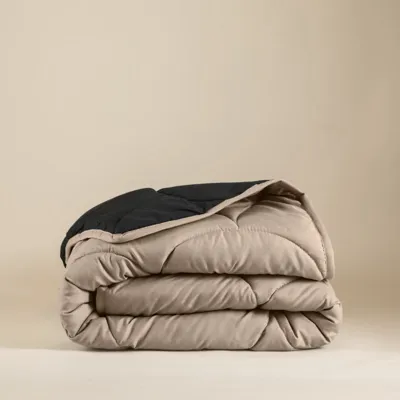 Lazy Dekbed & Dekbedovertrek In 1 Double Face Zwart Taupe Effen 140x200 Cm Sleeptime - Dekbed-Discounter.nl