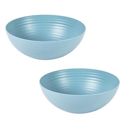 Voedsel Serveerschaal - 2x - saladeschaal - D25 x H10.5 cm - kunststof - ijsblauw Voedsel Serveerschaal - 2x - saladeschaal - D25 x H10.5 cm - kunststof - ijsblauw