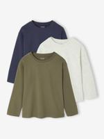 Set van 3 effen T-shirts olijf