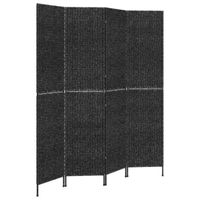 vidaXL Kamerscherm met 4 panelen 163x180 cm waterhyacint zwart - thumbnail