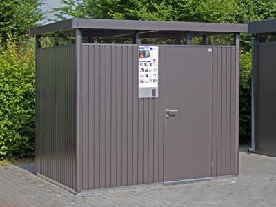 Biohort Metalen tuinhuis Highline H1 275x155x222 cm met enkele deur- Plat dak- Metaal- Biohort