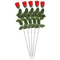 5x Nep planten rode Rosa roos kunstbloemen 60 cm decoratie   -