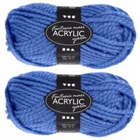 Hobby bolletje wol - 3x - acryl - blauw - 35 mtr - garen - maxi bolletje - breien/haken