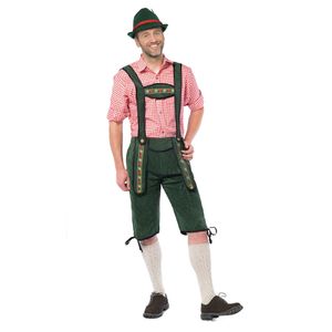 Voordelige groene lange lederhosen voor heren