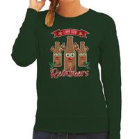 Foute Kersttrui/sweater voor dames - Rudolf Reinbeers - groen - rendier/bier