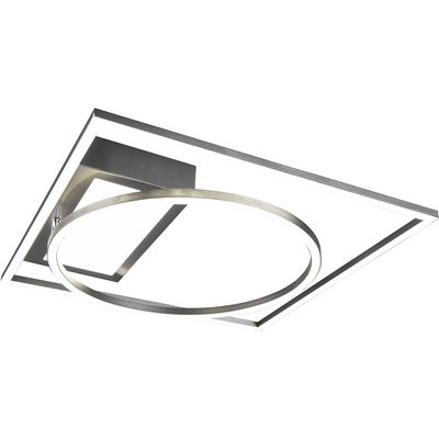 LED Plafondlamp - Plafondverlichting - Trion Dowino - 33W - Aanpasbare Kleur - Afstandsbediening - Dimbaar - Vierkant - Mat Nikkel - Aluminium