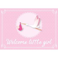 Geboortekaart/wenskaart meisje geboren roze kraamkado   -