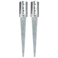 VidaXL Grondpinnen 2 st 8x61 cm gegalvaniseerd staal zilverkleurig