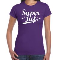 Super juf cadeau t-shirt paars voor dames