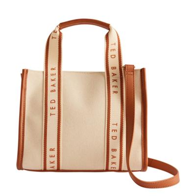 Ted Baker Georjea Branded Webbing Canvas Small Tote Natural