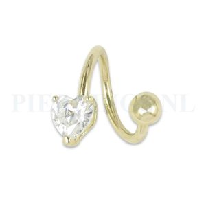 Twister goud 14 karaat met hart kristal