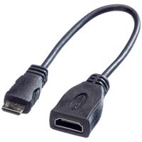 ROLINE Monitorkabel HDMI High Speed met Ethernet, HDMI Female - Mini HDMI Male, 0,15 m - thumbnail