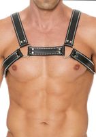 Z Series Chest Bulldog Harness - Leather - Black/Black - S/M