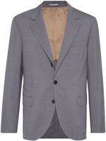 Brunello Cucinelli blazer en soie mélangée à simple boutonnage - Gris - thumbnail