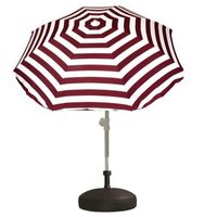 Voordelige set rood/wit gestreepte parasol en parasolvoet zwart - thumbnail