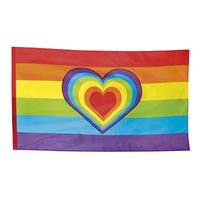 Regenboog met hartje vlag 90 x 150 cm