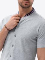 Heren overhemd korte mouw - Grijs - K543 - thumbnail