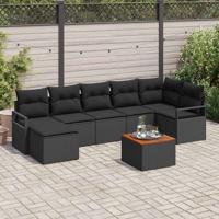 Tuinbankenset met kussen 8 pcs Zwart poly rattan