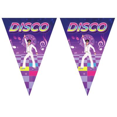 Disco thema vlaggetjes slinger/vlaggenlijn - 2x stuks - paars - 5 meter - 10 puntvlaggetjes - Sevent