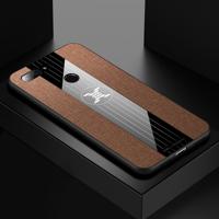 Voor Xiaomi Mi 8 Lite XINLI stiksels doek textuur schokbestendige TPU beschermhoes (bruin)