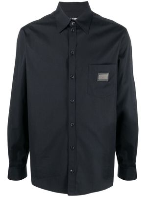 Dolce & Gabbana chemise en coton mélangé à plaque logo - Noir