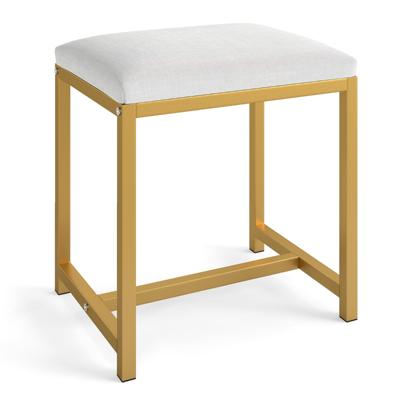 Make-upkruk Compacte Make-upkruk Met Een Zachte Gewatteerde Zitting En Moderne Goudkleurige Metalen Poten