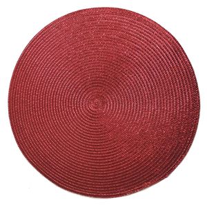Ronde Placemats metallic kerst rood look diameter 38 cm   -
