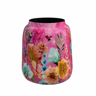 Vaas Fiesta Fuchsia - roze - metaal/epoxy - D21 x H24 cm - bloemenvaas - Designed by Lammie