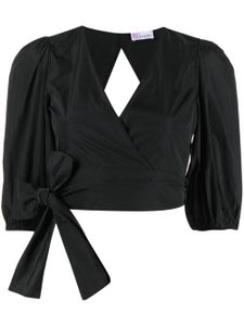 RED Valentino V-neck cropped wrap blouse - Noir