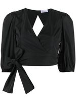 RED Valentino V-neck cropped wrap blouse - Noir - thumbnail