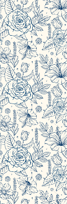 Delfstblauw bloemen behang