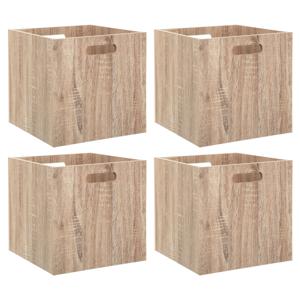 Opberg/kast mand - 4x - lichtbruin - MDF hout - 29L - 31 x 31 x 31 cm