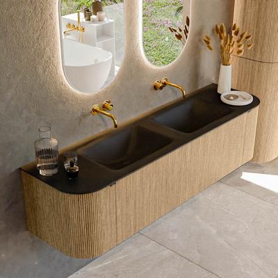 Badmeubel Mondiaz Kurve | 170 cm | Meubelkleur Oak | Wastafelkleur Urban | Dubbele spoelbak | Zonder kraangaten