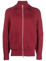 Brunello Cucinelli cardigan zippé à col montant - Rouge