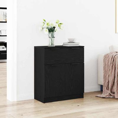 Dressoir met lade Zwart 60 x 30 x 70 cm Bewerkt hout