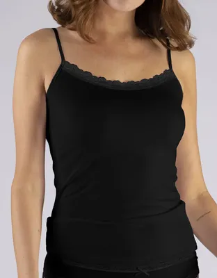 Dames spaghetti hemd kant - Modal - Kanten onderhemd met smalle bandjes - Luxe singlet