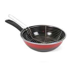 Emaille friteuse/frituurpan voor alle hittebronnen rood 26 cm