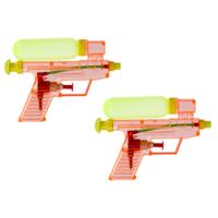 Waterpistool/waterpistolen - 2x - rood - 15 cm - kunststof - afneembaar reservoir