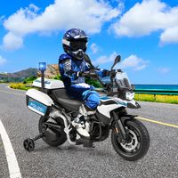 12 V BMW Elektrische Motorfiets voor Kinderen Politie met Muziek en Politielicht Kindermotorfiets met 2 Steunwielen 3-6 KM/U Wit