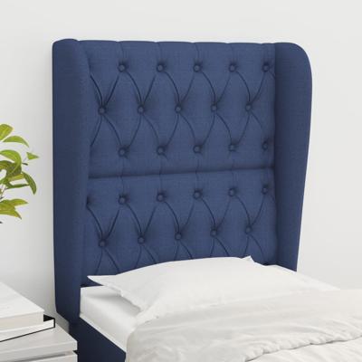 Hoofdbord met randen 83x23x118/128 cm stof blauw
