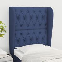 Hoofdbord met randen 83x23x118/128 cm stof blauw