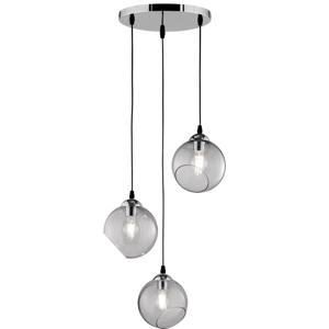 Trio BollampClooney 3x Ø20cm chroom met smoke glas - R30073054