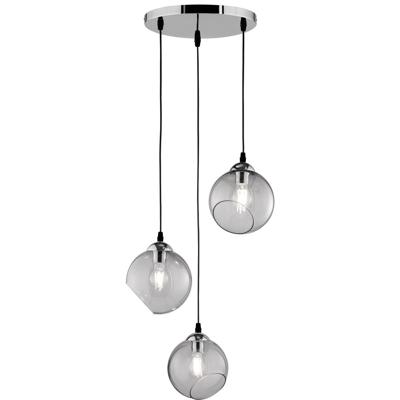 Trio BollampClooney 3x Ø20cm chroom met smoke glas - R30073054
